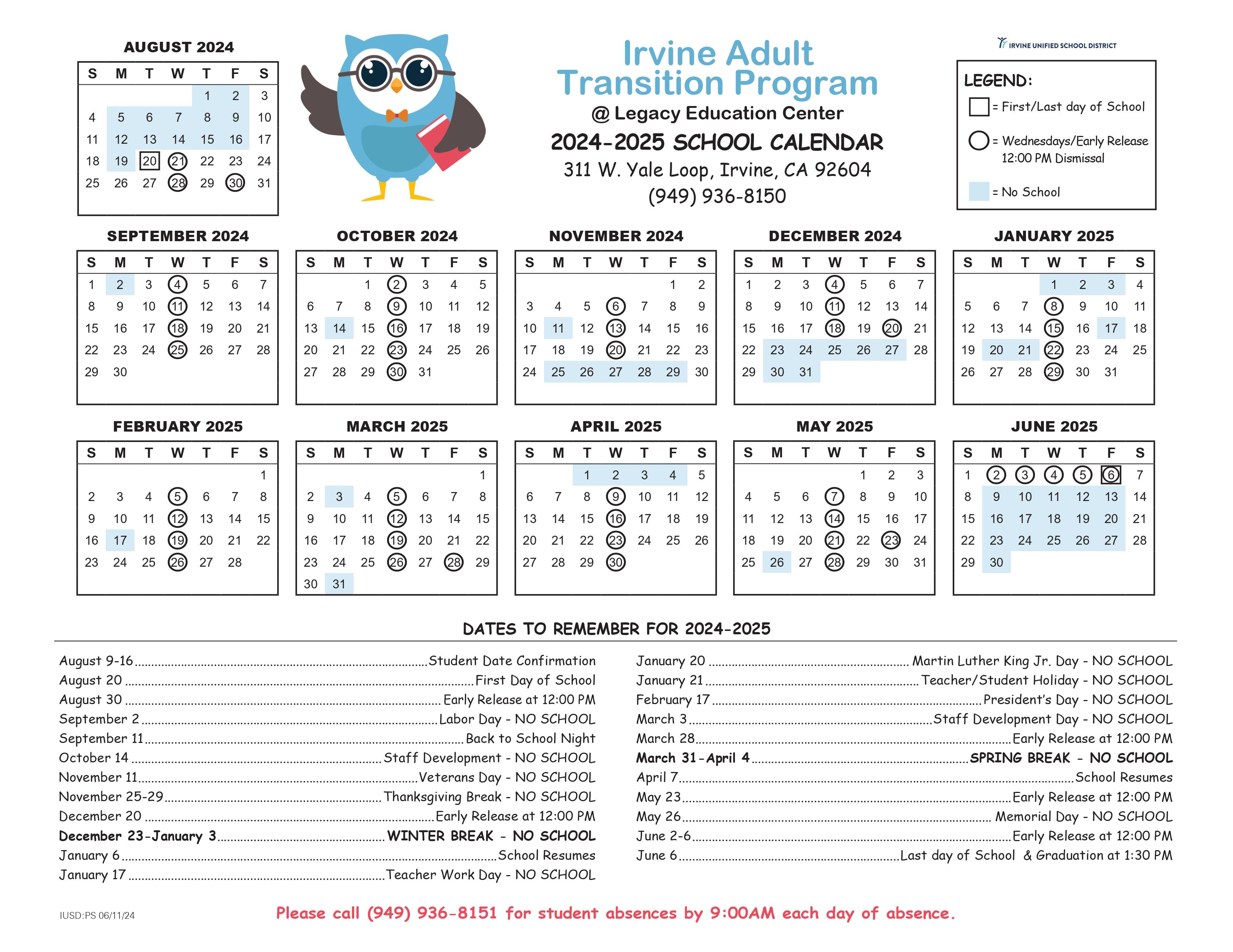Calendar & Events Irvine Adult Transition Program